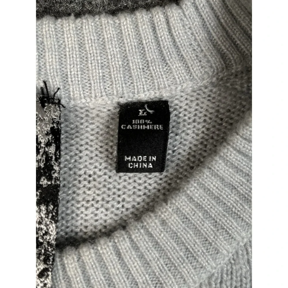 PUBLIC OPINION LONG‎ SLEEVE 100% CASHMERE CREW NECK SWEATER  Large BLUELuxury